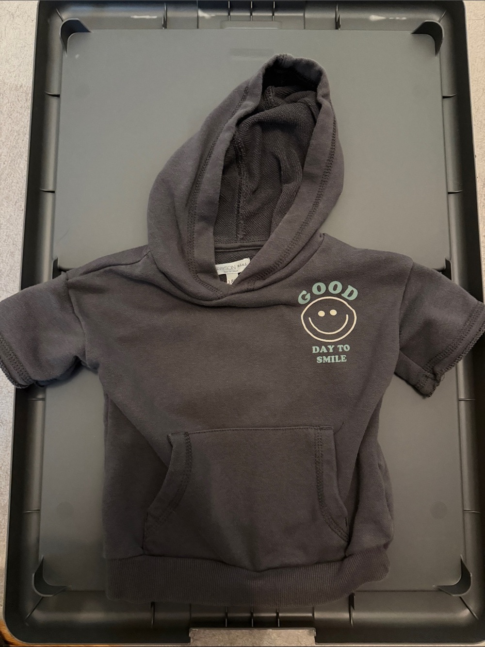 gray Hooded sweatshirt with 'Good Day to Smile' Graphic